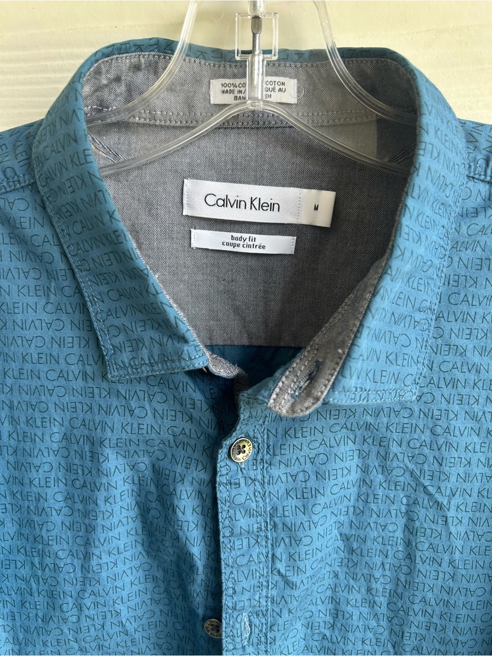 Calvin Klein Men’s Teal Button-Down Long Sleeve Shirt - Picture 2 of 5